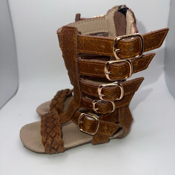 Monkeyfeet 12-18m Gladiator Sandals‎ Weathered Brown Boho Summer Braided - Picture 3 of 8